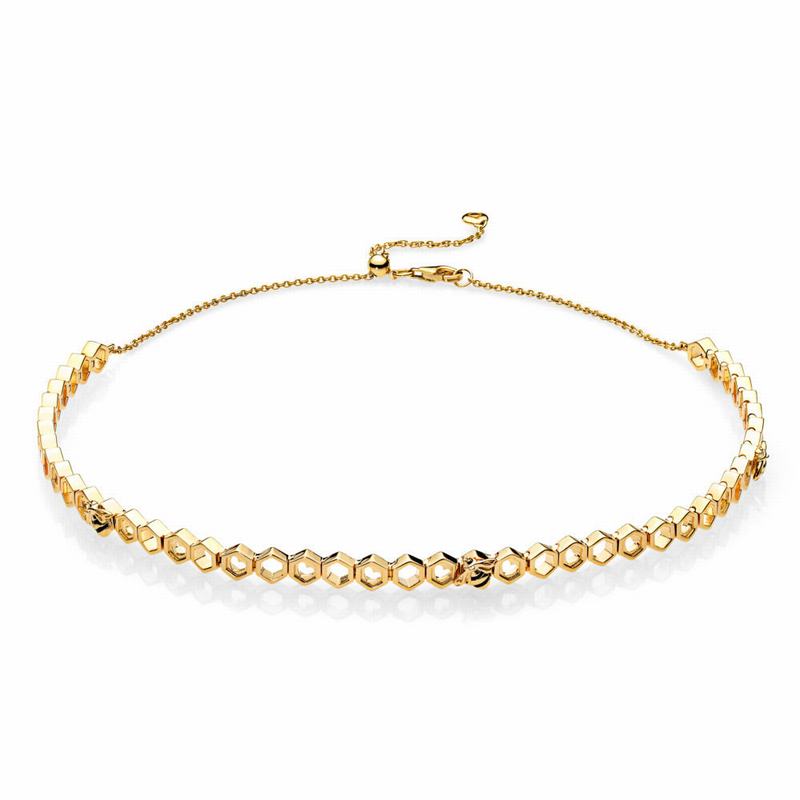 Pandora Shine™ Limited Edition Honeybee Choker Ireland - 18ct Gold Plated/Enamel/Black - 043526ERU